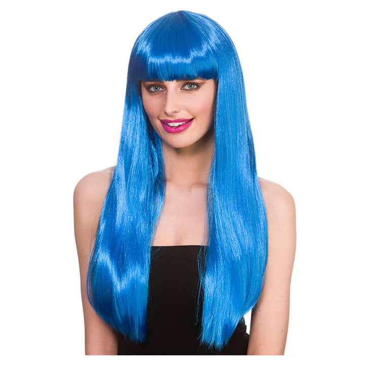 Fantasy Wig Long Hair Fringe Fancy Dress Halloween Party Blue