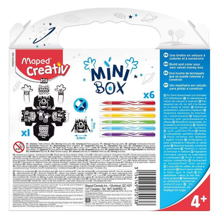 Build &amp; Colour Mini Velvet Money Box Maped Creativ 7cm Age 4+