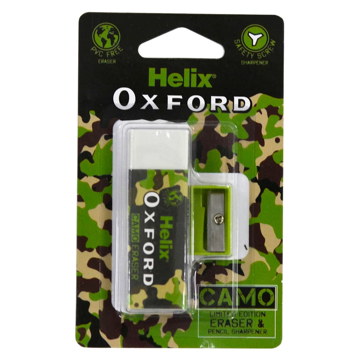 Camo Limited Edition Stationery Helix Oxford Green Pink Pattern Eraser & Sharpener / Green