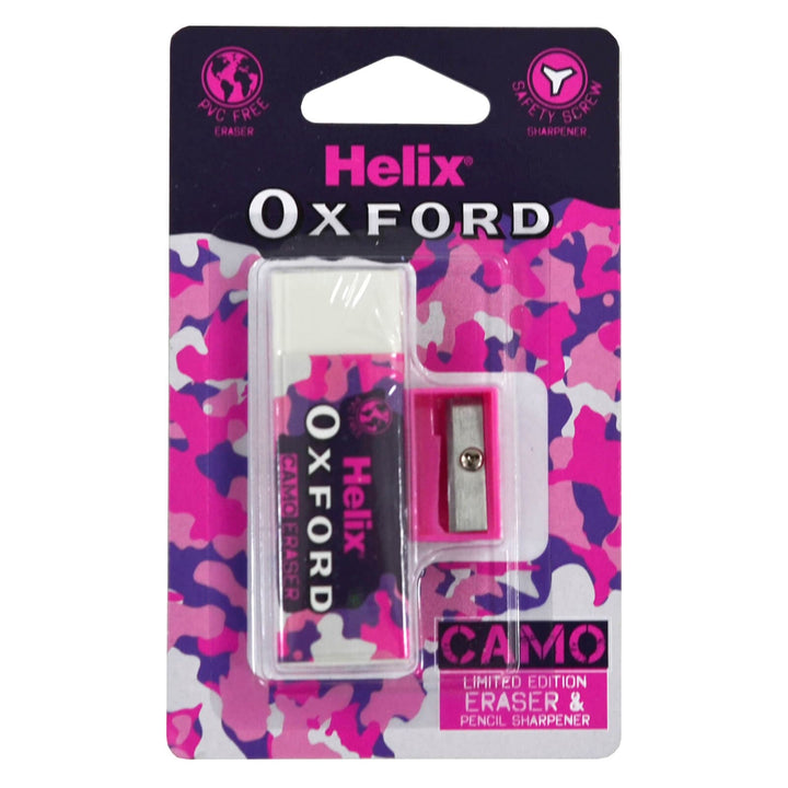 Camo Limited Edition Stationery Helix Oxford Green Pink Pattern Eraser & Sharpener / Pink