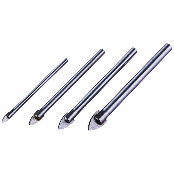Amtech 4 Piece Glass &amp; Mirror Drill Bit Set 3-8mm