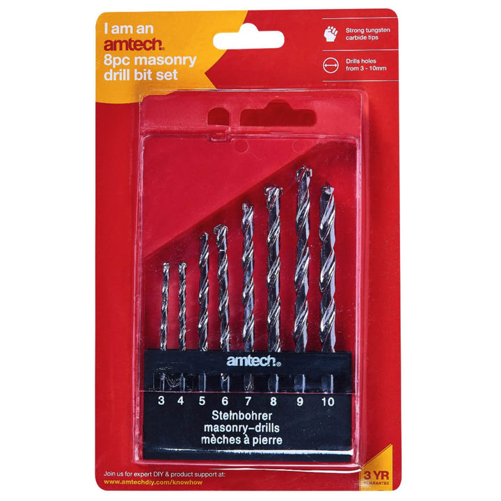 Amtech 8 Piece Masonry Drill Bit Set Pro