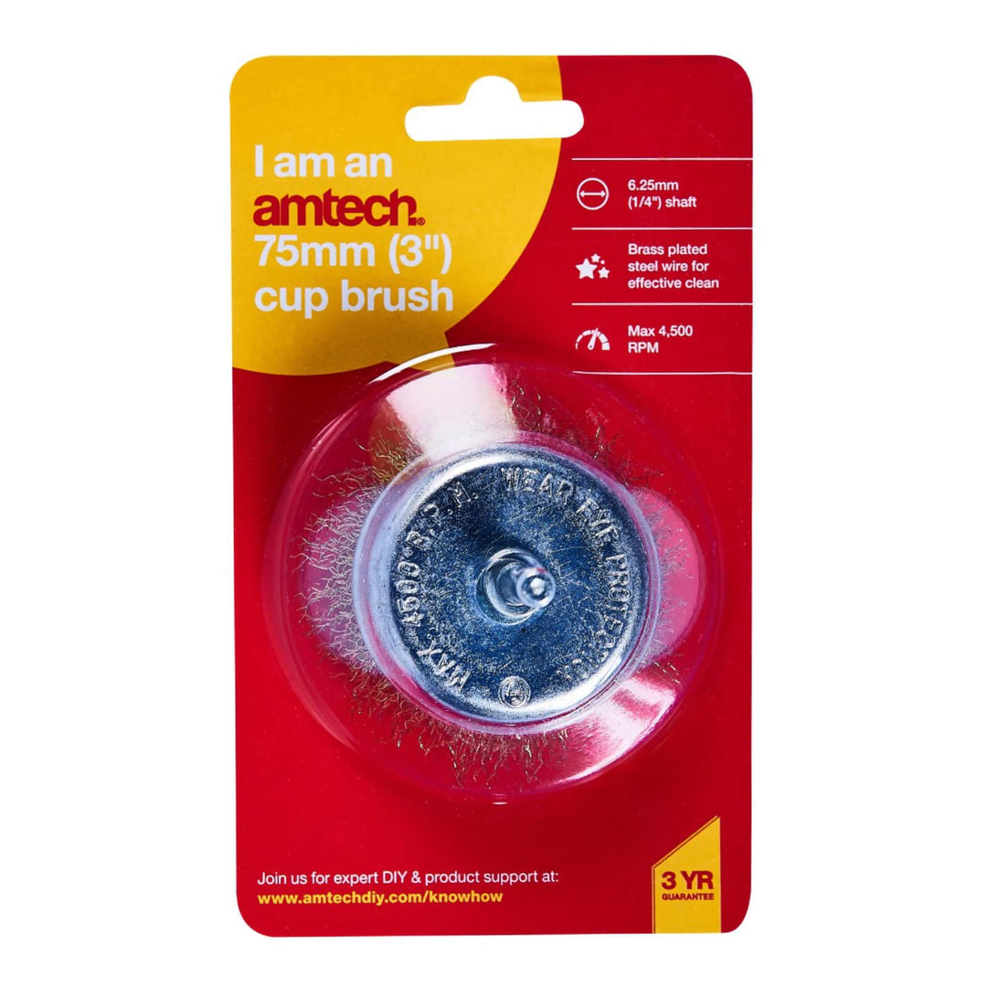 Amtech 3" (75mm) Wire Cup Brush