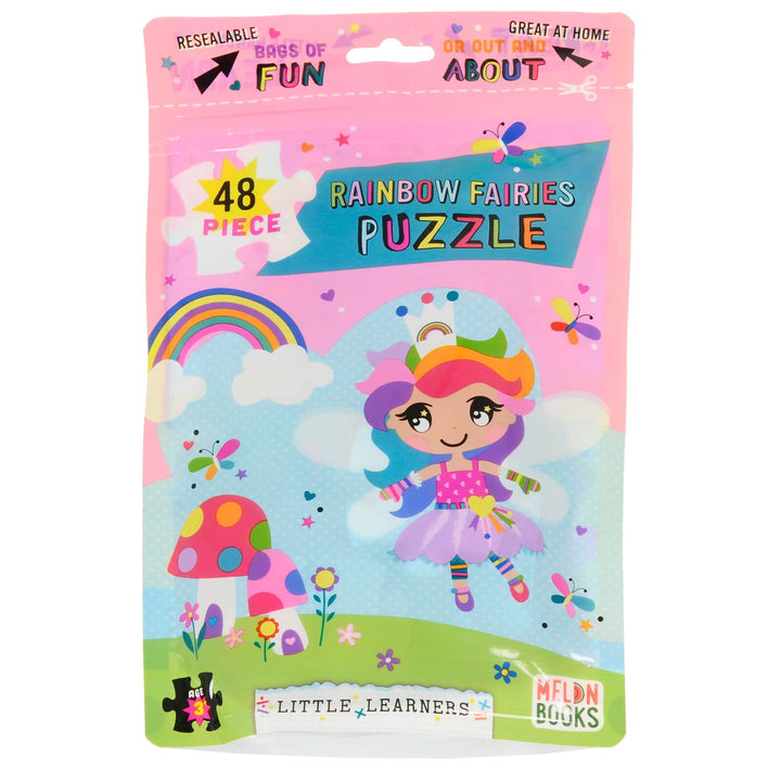 Kids Jigsaw Puzzle 48 Large Pieces Resealable Bag Home Travel Rainbow Fairies