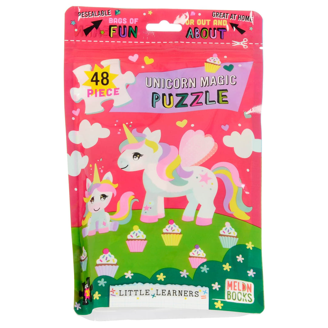 Kids Jigsaw Puzzle 48 Large Pieces Resealable Bag Home Travel Unicorn Magic