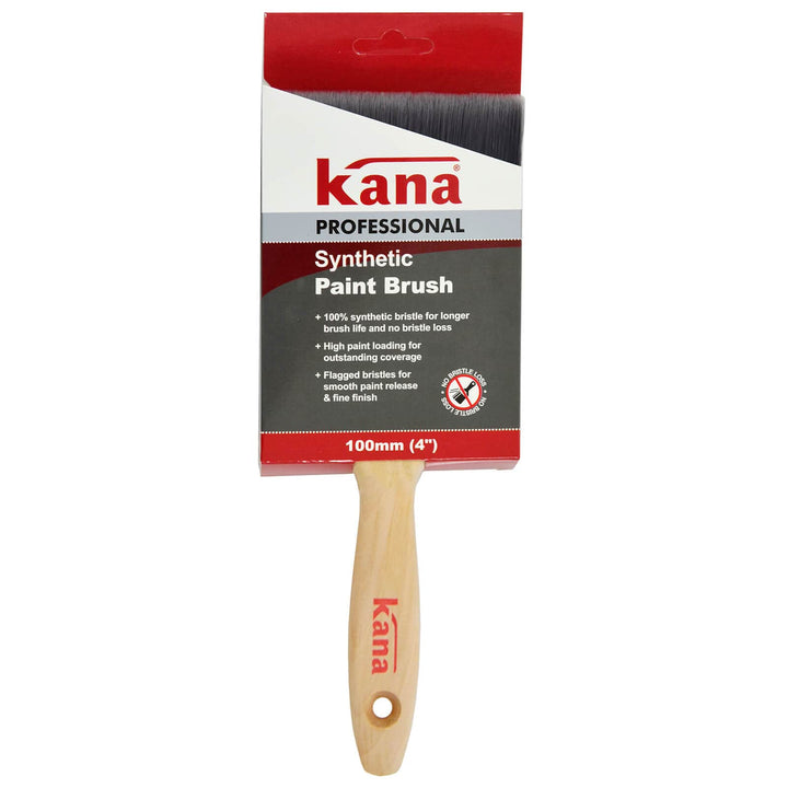 Kana Professional Synthetic Paint Brush Wooden Handle 100mm (4")