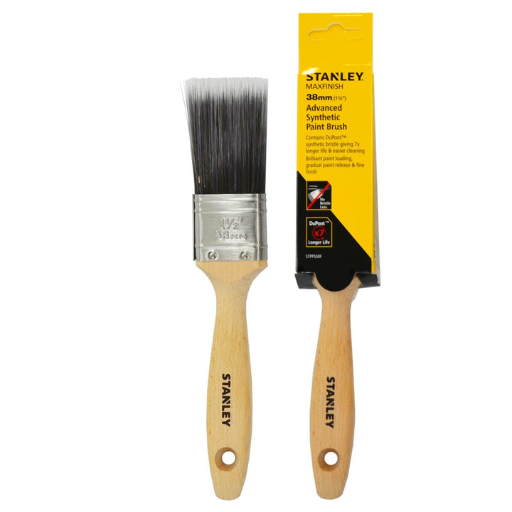 Stanley Max Finish Paint Brush Synthetic Bristles Wood Handle