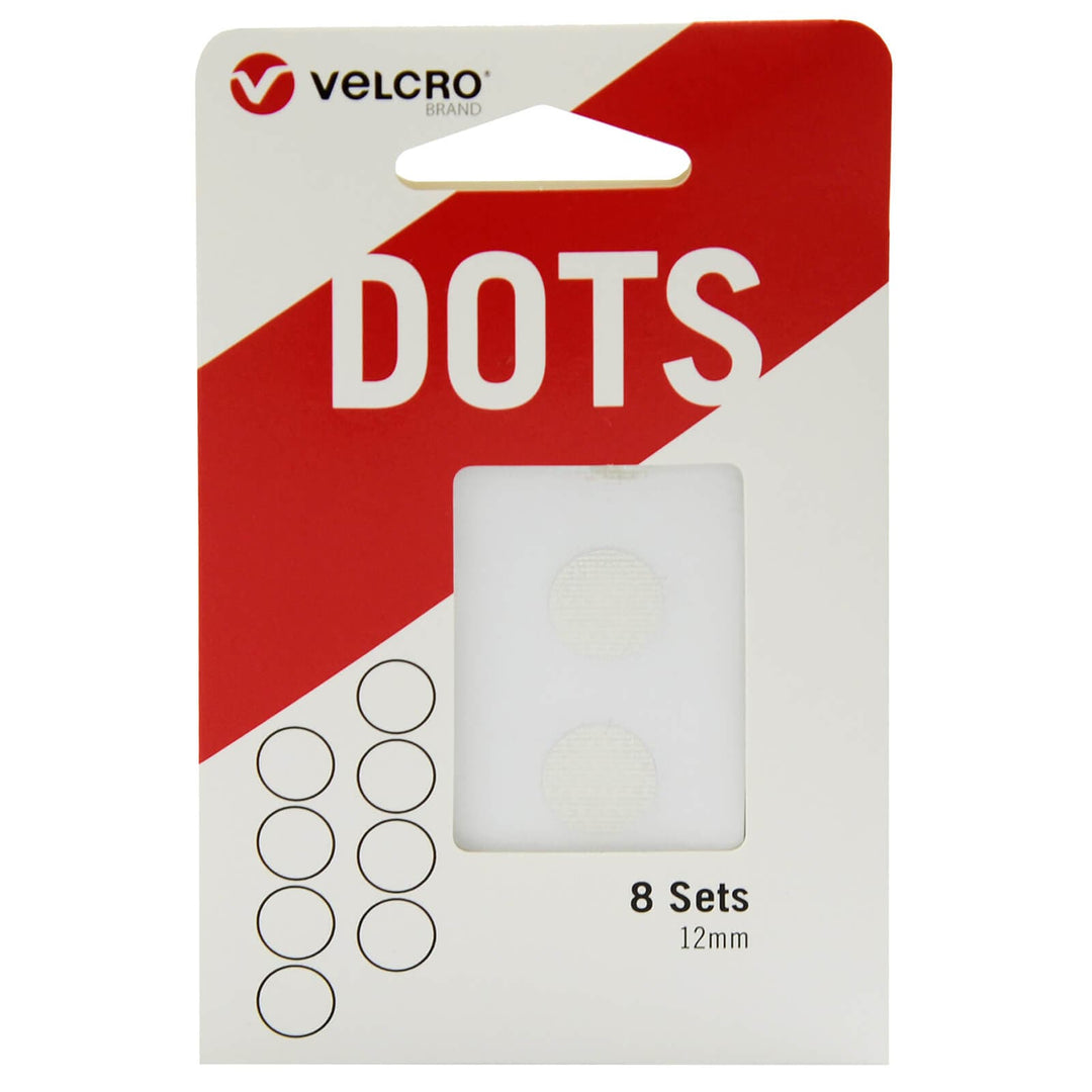 VELCRO® Brand Dots 12mm White Pack Of 8 Sets Self Adhesive Pads