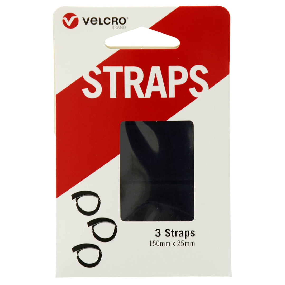 VELCRO® Brand Straps 150mm Black Double Sided Pack Of 3