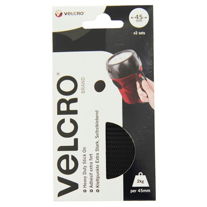 VELCRO® Brand Heavy Duty Stick On Large Coins 45mm 2 Sets Black