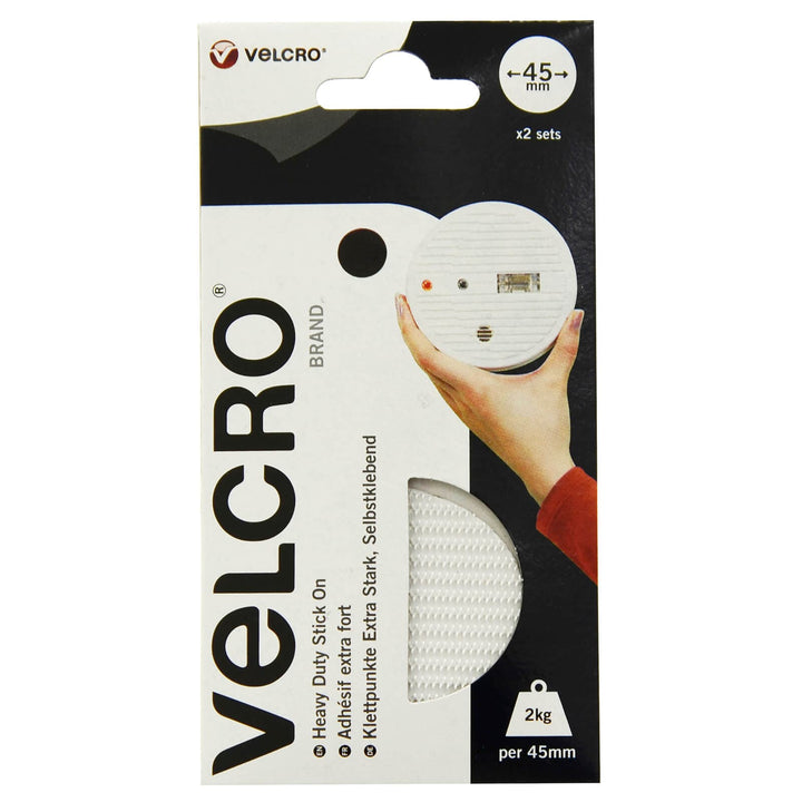 VELCRO® Brand Heavy Duty Stick On Large Coins 45mm 2 Sets White