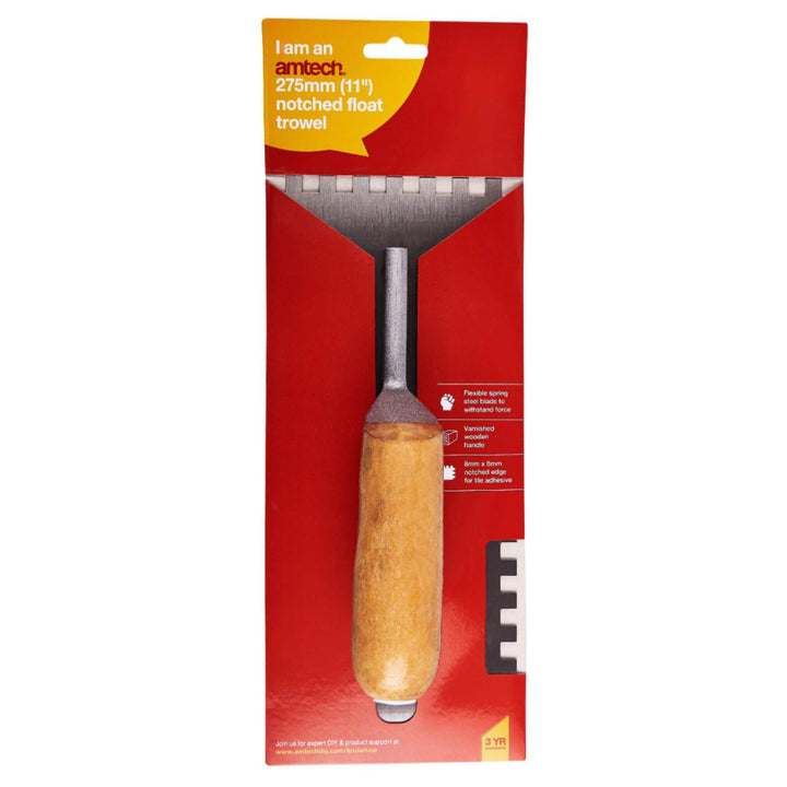 Amtech 11" Notched Float Trowel Wooden Handle