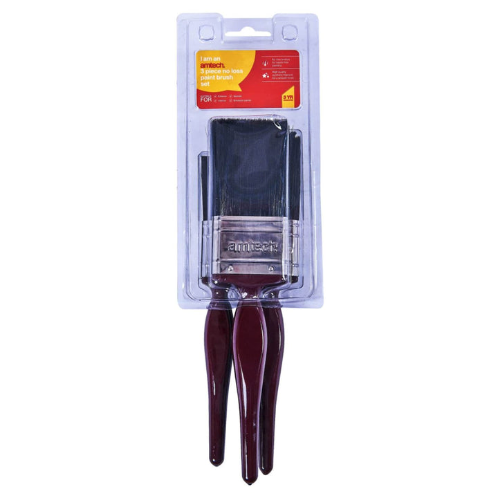 Amtech No Bristle Loss Paint Brush Classic Handle 3 Piece