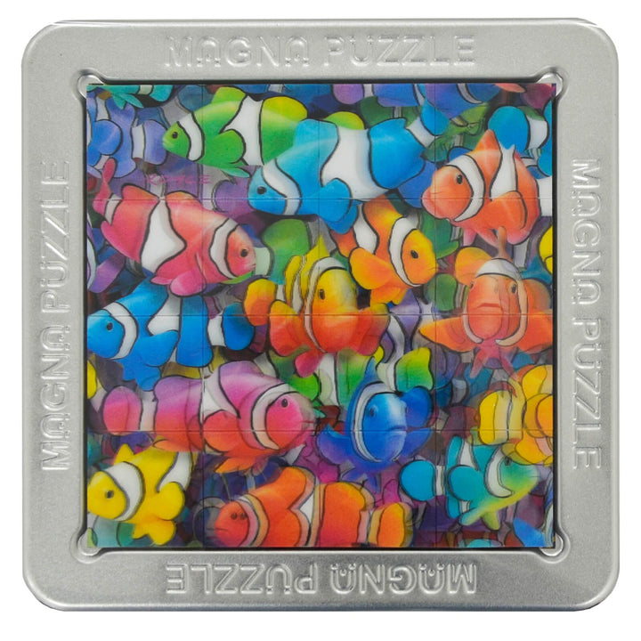 3D Picture Magna Puzzle Square Magnetic Tiles 16 Piece Tin 15cm Clown Fish