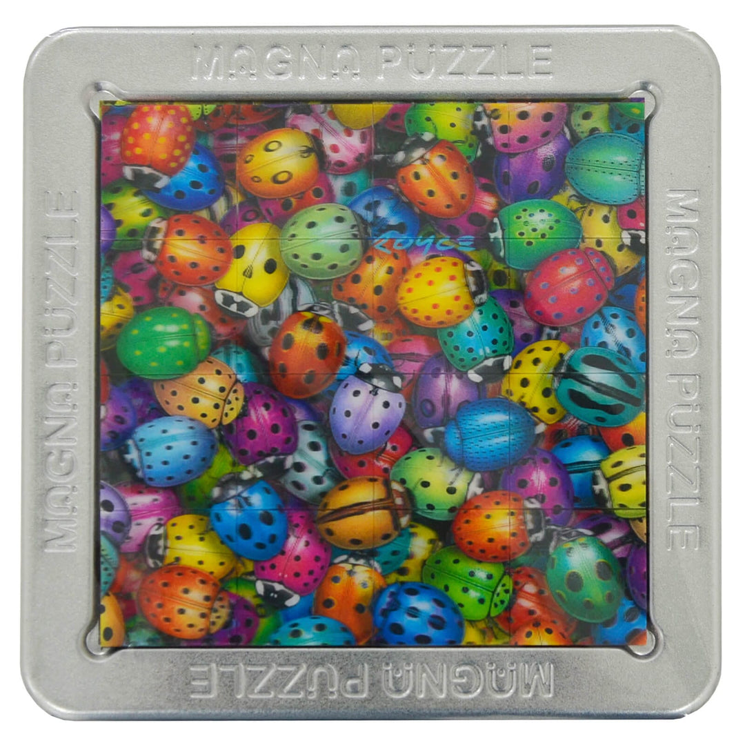 3D Picture Magna Puzzle Square Magnetic Tiles 16 Piece Tin 15cm Bugs