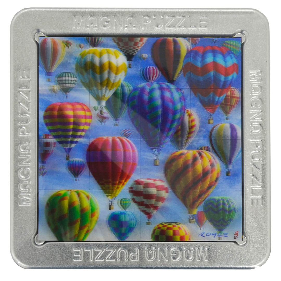 3D Picture Magna Puzzle Square Magnetic Tiles 16 Piece Tin 15cm Balloons