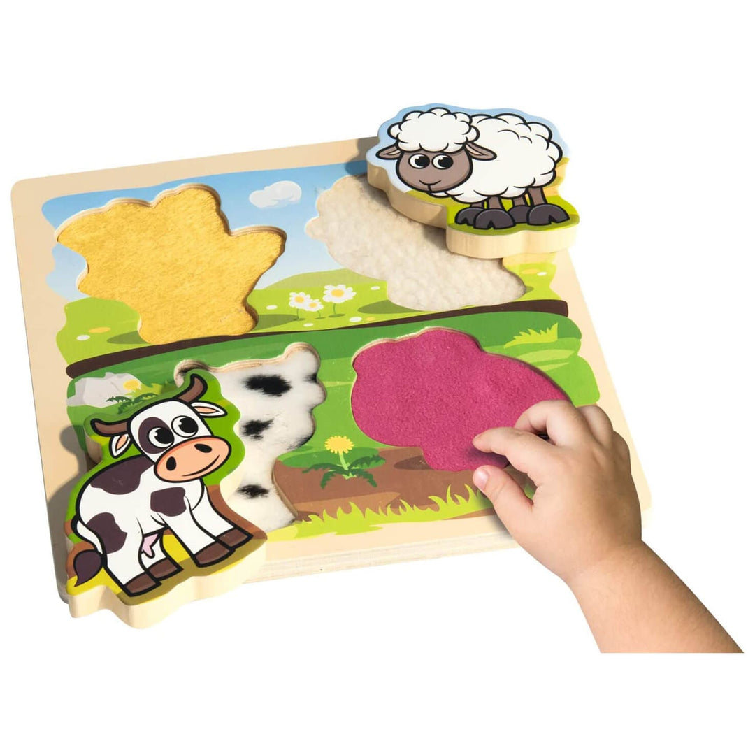 Eichhorn Wooden Puzzle Farm Animals with Fabric 5 Pieces Age 1+