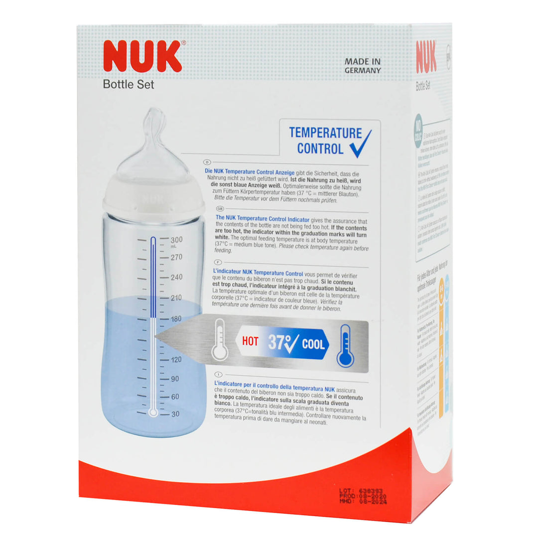 NUK Baby Bottle Set 2 x 300ml Temperature Indicator Animal Design