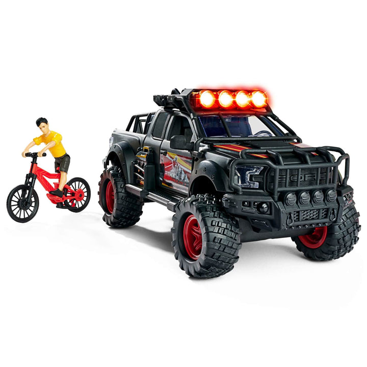 Dickie Toys Downhill Racing Set Ford Raptor Lights Sounds Bike