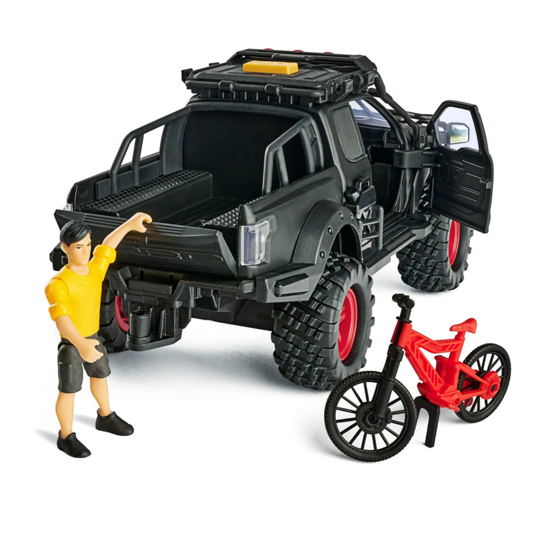 Dickie Toys Downhill Racing Set Ford Raptor Lights Sounds Bike