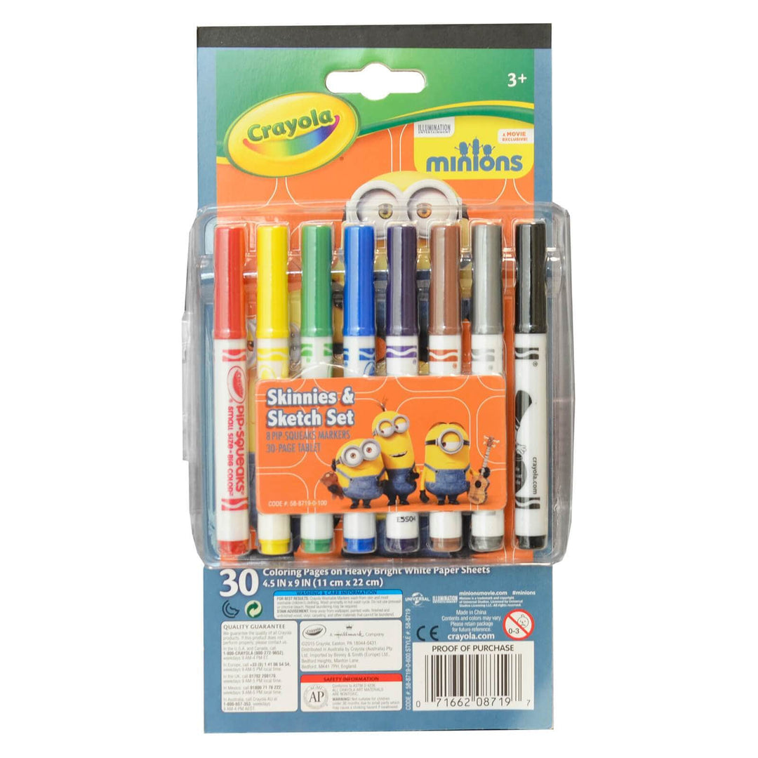 Crayola Minions Skinnies 8 Pip-Squeaks Markers & Colouring Pad