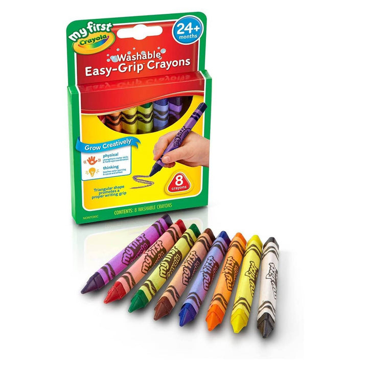 Crayola 8 Pack Washable Easy Grip Crayons Coloured