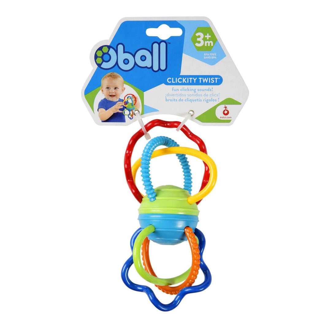 Oball Clickity Twist Teething Toy Fun Sounds Soother 3m+