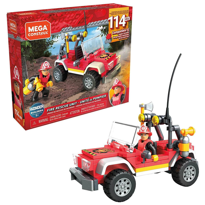 Mega Construx Fire Rescue Unit Fireman Building Set 114 Pieces