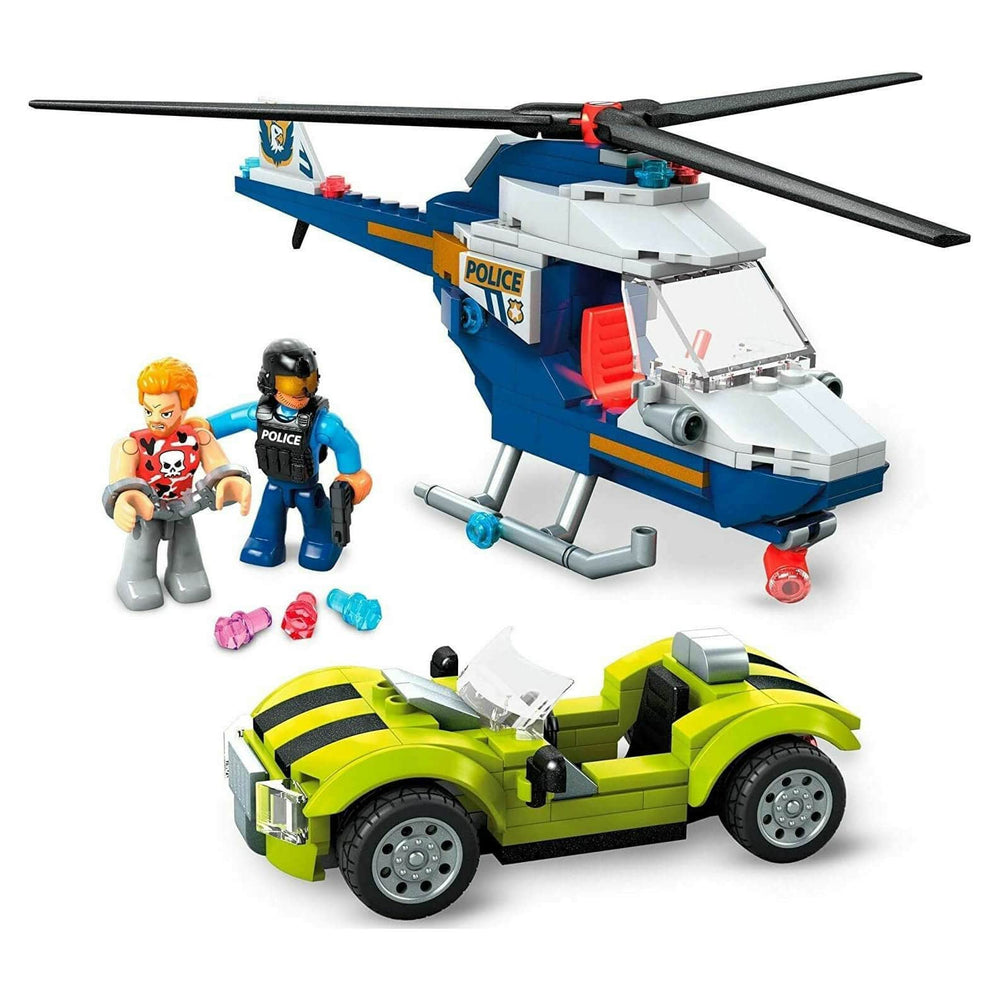 Mega Construx Police Chase Building Set Helicopter Car Age 5+