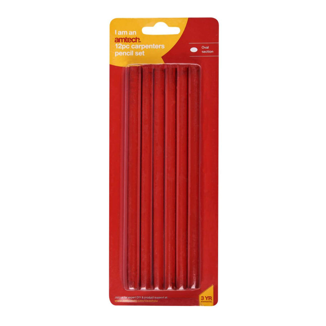 Amtech 12 Piece Oval Carpenters Pencils Soft Lead