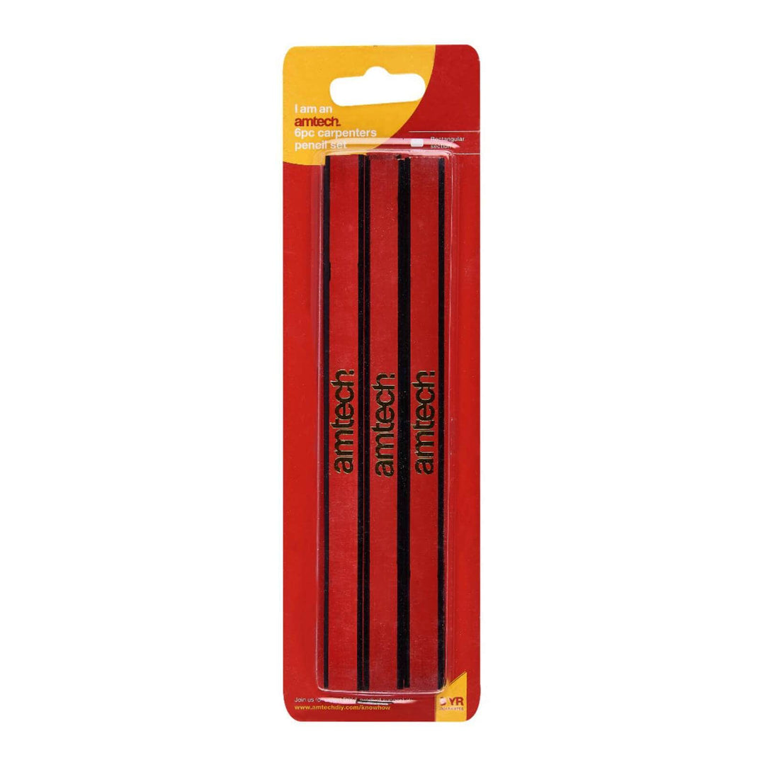 Amtech 6 Piece Rectangular Carpenters Pencils Hardwood