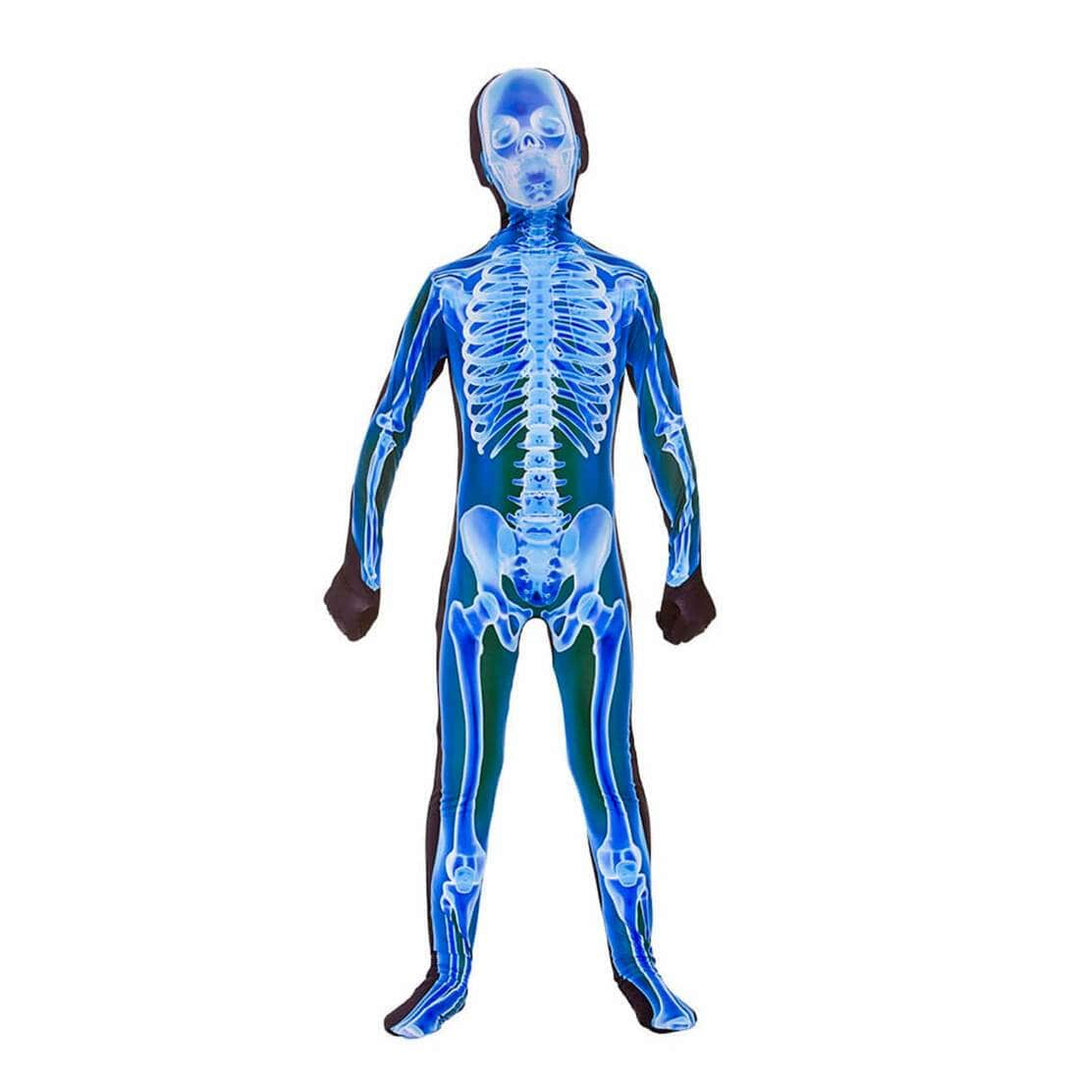 Childs X- Ray Skinz Skeleton Body Suit Fancy Dress Costume M