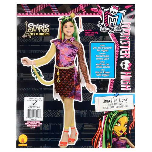 Monster High Kids Fancy Dress Costume Girls Character Jinafire Long / L