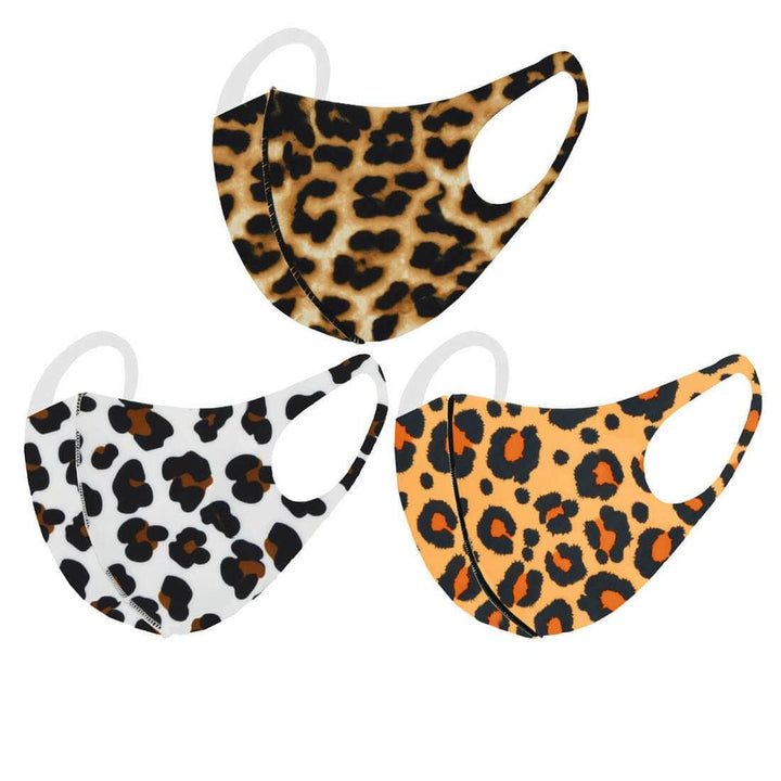 Pack of 3 Adults Washable Face Masks Fabric Animal Print