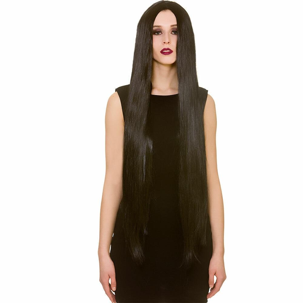 Classic Extra Long Black Wig 1m Fancy Dress Gothic Hair