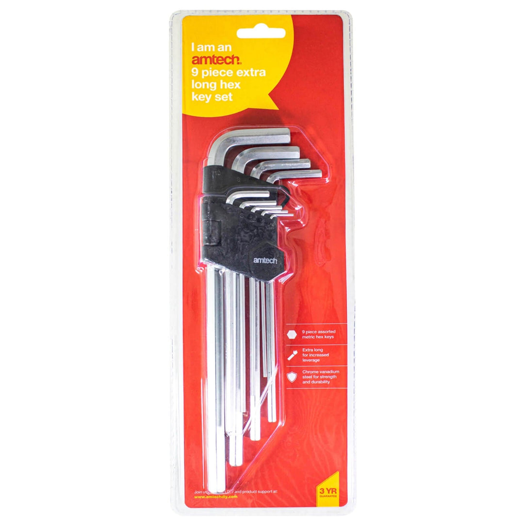 Amtech 9 Piece Extra Long Metric Hex Key Set