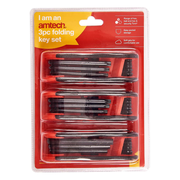 Amtech 3 Piece Folding Key Set Easy Storage