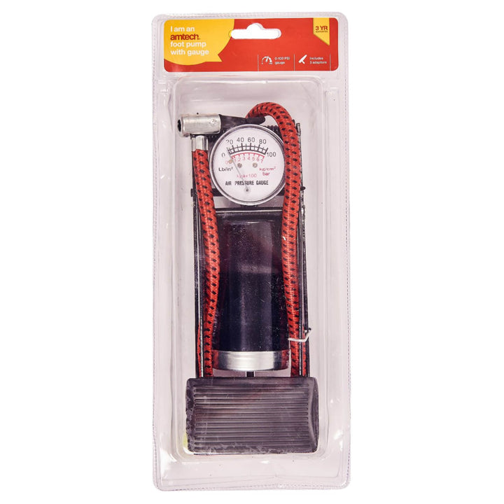 Amtech Footpump With Gauge Single/Twin