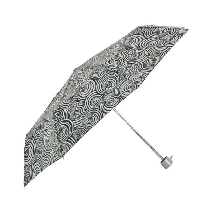 Drizzles Monochrome Supermini Umbrella Manual Brolly Silver Circles