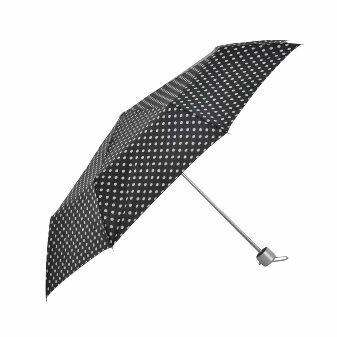 Drizzles Monochrome Supermini Umbrella Manual Brolly Silver Dots