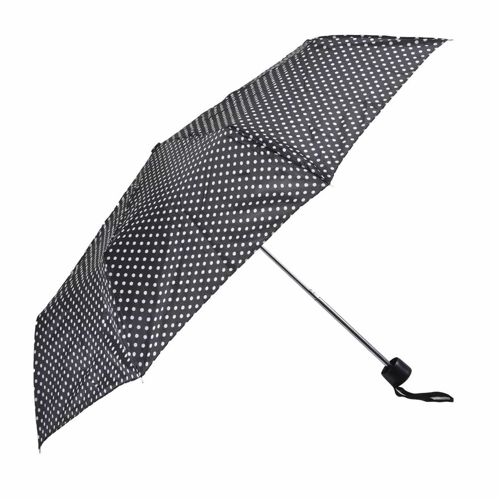 Drizzles Classic Polka Dot Supermini Umbrella Manual Brolly Black