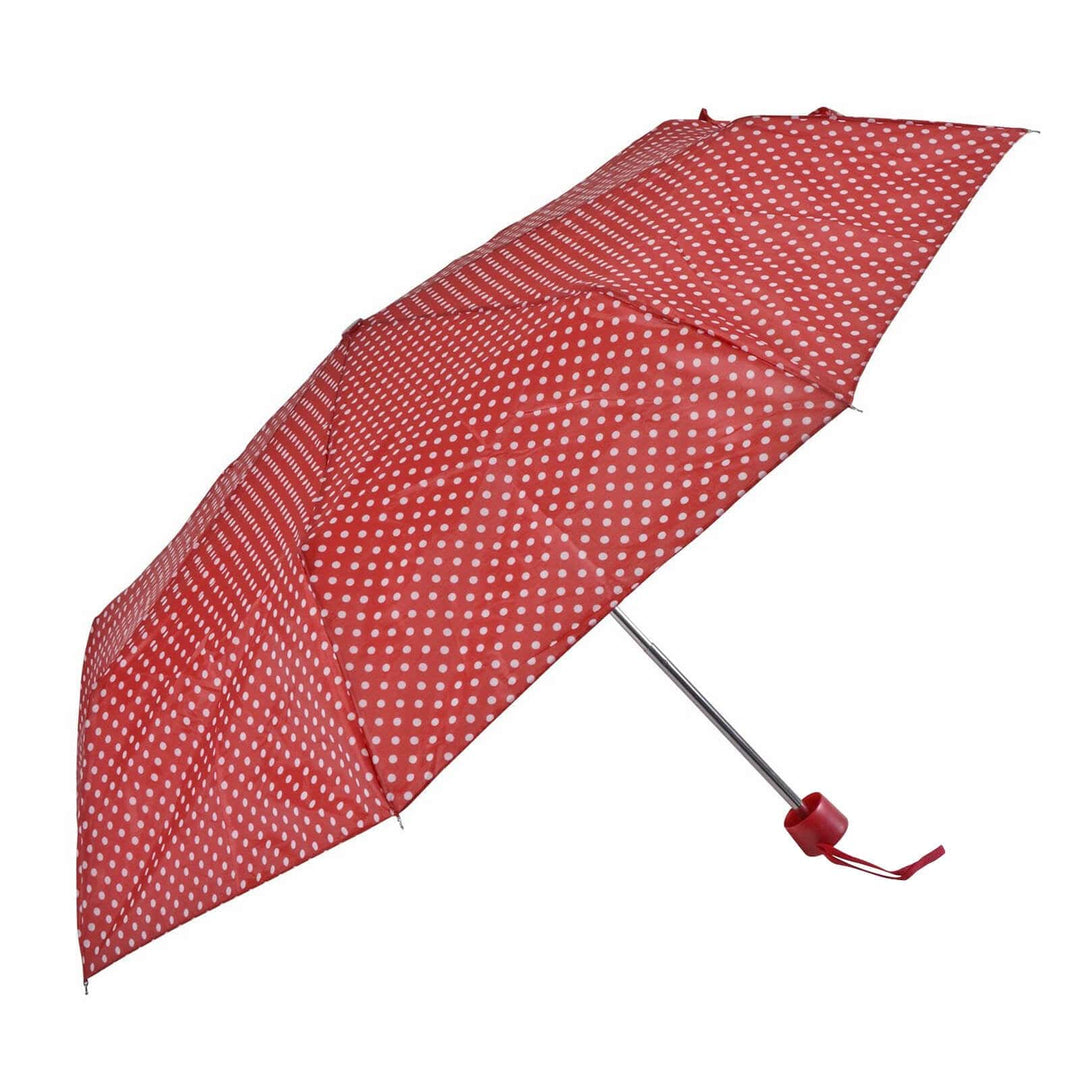 Drizzles Classic Polka Dot Supermini Umbrella Manual Brolly Red