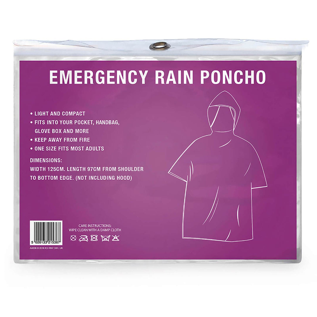 Emergency Rain Poncho Cover Navy Blue Adults One Size