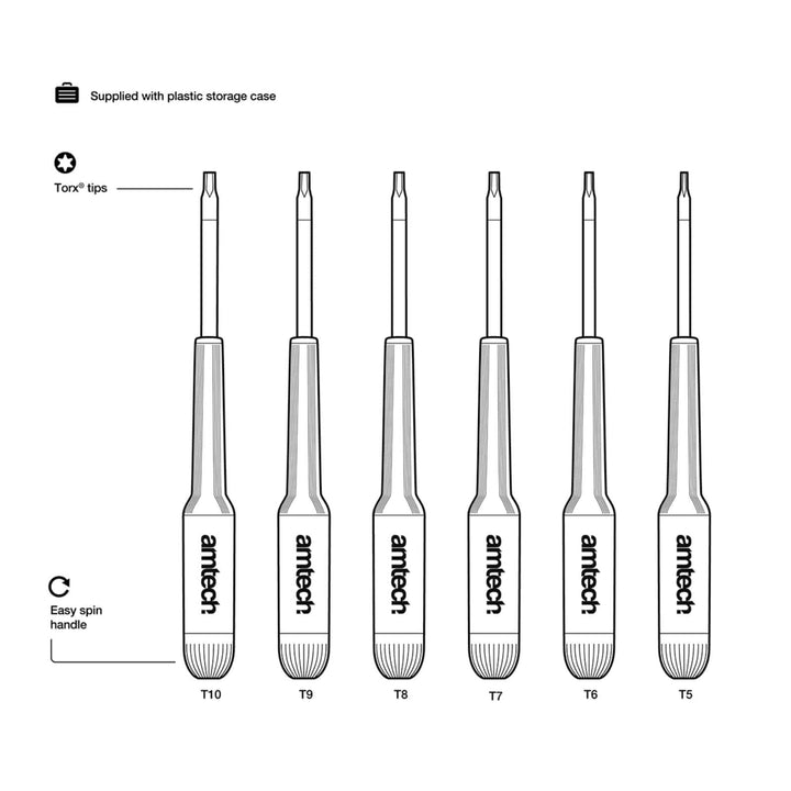 Amtech Precision Torx Screwdriver Set 6 Piece