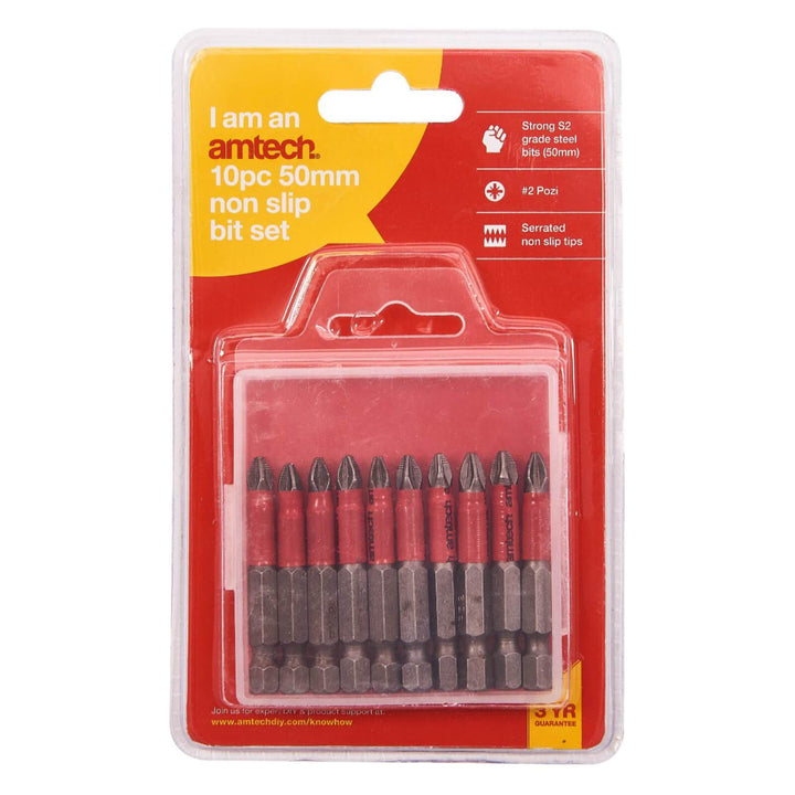 Amtech 10 Piece Non Slip Bit Set 50mm/70mm