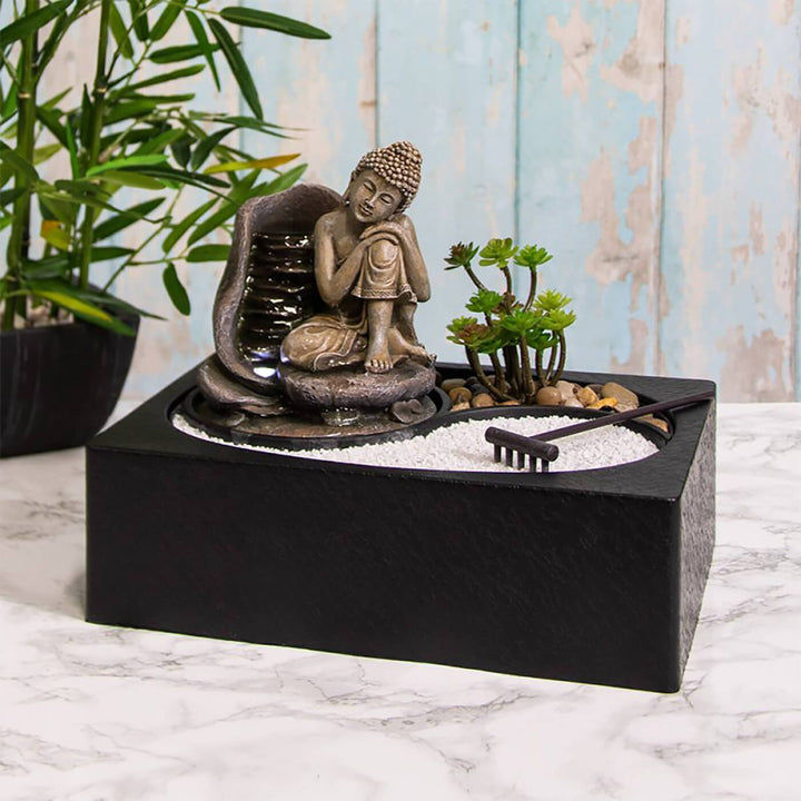 Buddha Indoor Water Fountain LED Light Tranquility