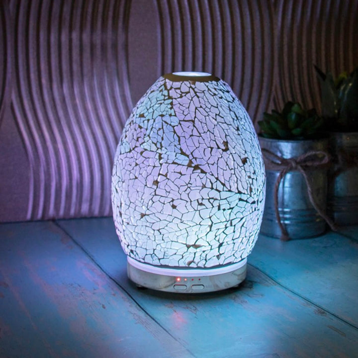 Aroma Humidifier Mosaic Egg Shape Colour Change LED Light 16cm