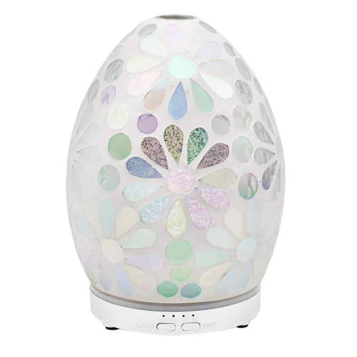 Aroma Humidifier Flower Mosaic Egg Colour Change LED Light 16cm