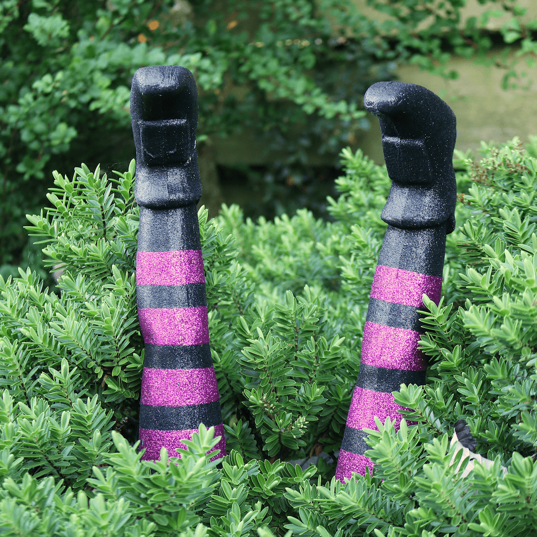 Witch Legs Halloween Decoration Purple Glitter Garden Stakes 45cm