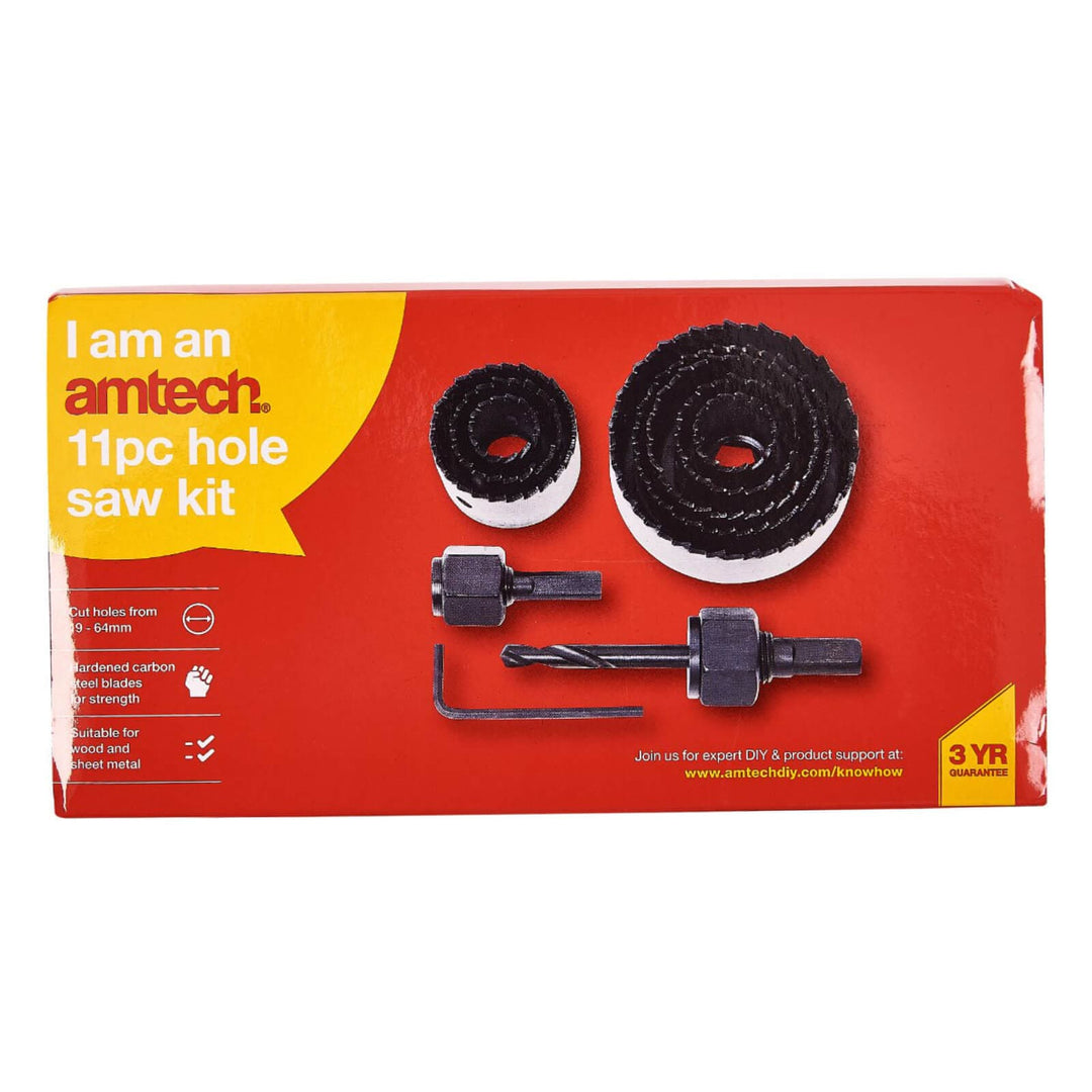 Amtech 11 Piece Hole Saw Kit With Storage Case